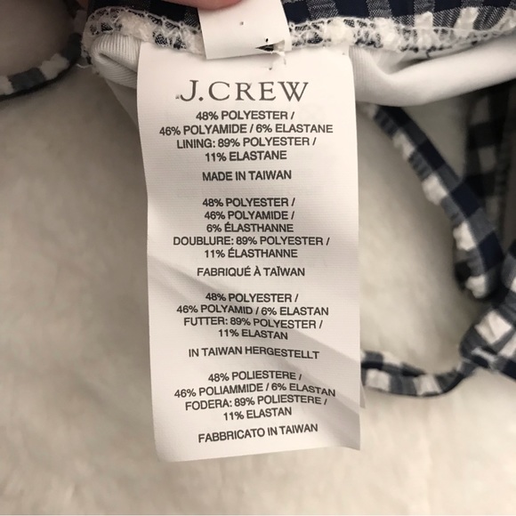 J.Crew Navy Blue Textured Seersucker Gingham One Piece Swimsuit Size 8 - Picture 12 of 15